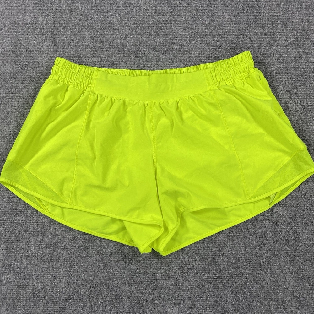 Lululemon Hotty Hot Shorts II Long Womens‎ 12 Lime Pop 4" Lined Neon Running